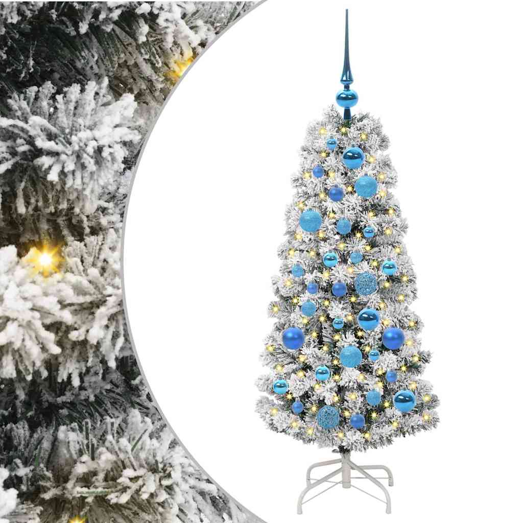 Plast Hingad Julgran 150 LED-lampor Grön och Vit 120 cm
