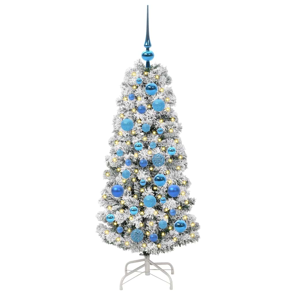 Plast Hingad Julgran 150 LED-lampor Grön och Vit 120 cm