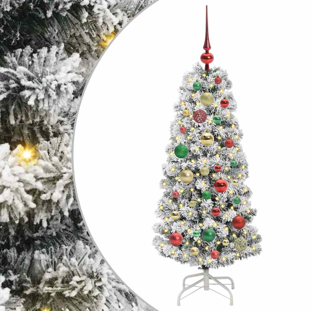 Plast Hingad Julgran 150 LED-lampor Grön och Vit 120 cm