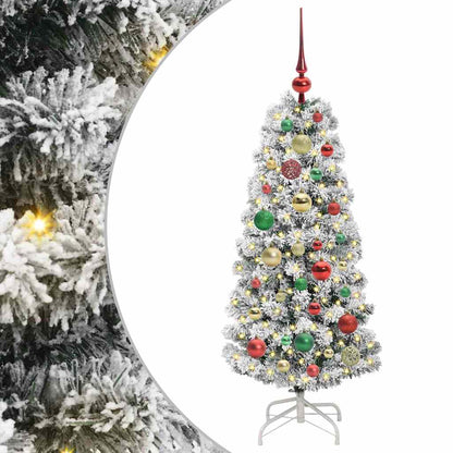 Plast Hingad Julgran 150 LED-lampor Grön och Vit 120 cm