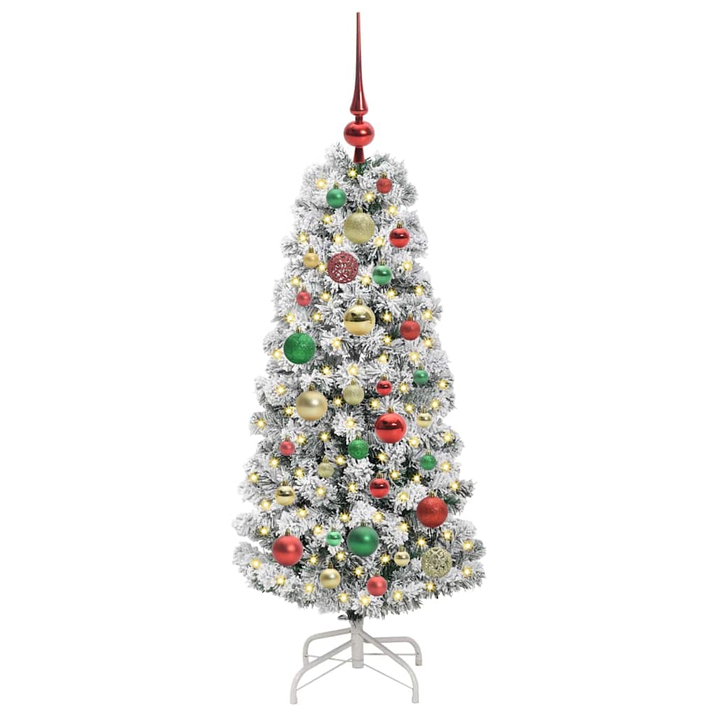 Plast Hingad Julgran 150 LED-lampor Grön och Vit 120 cm