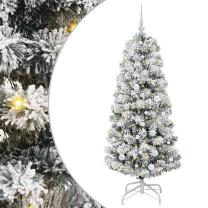 Plast Hingad Julgran 150 LED-lampor Grön och Vit 150 cm