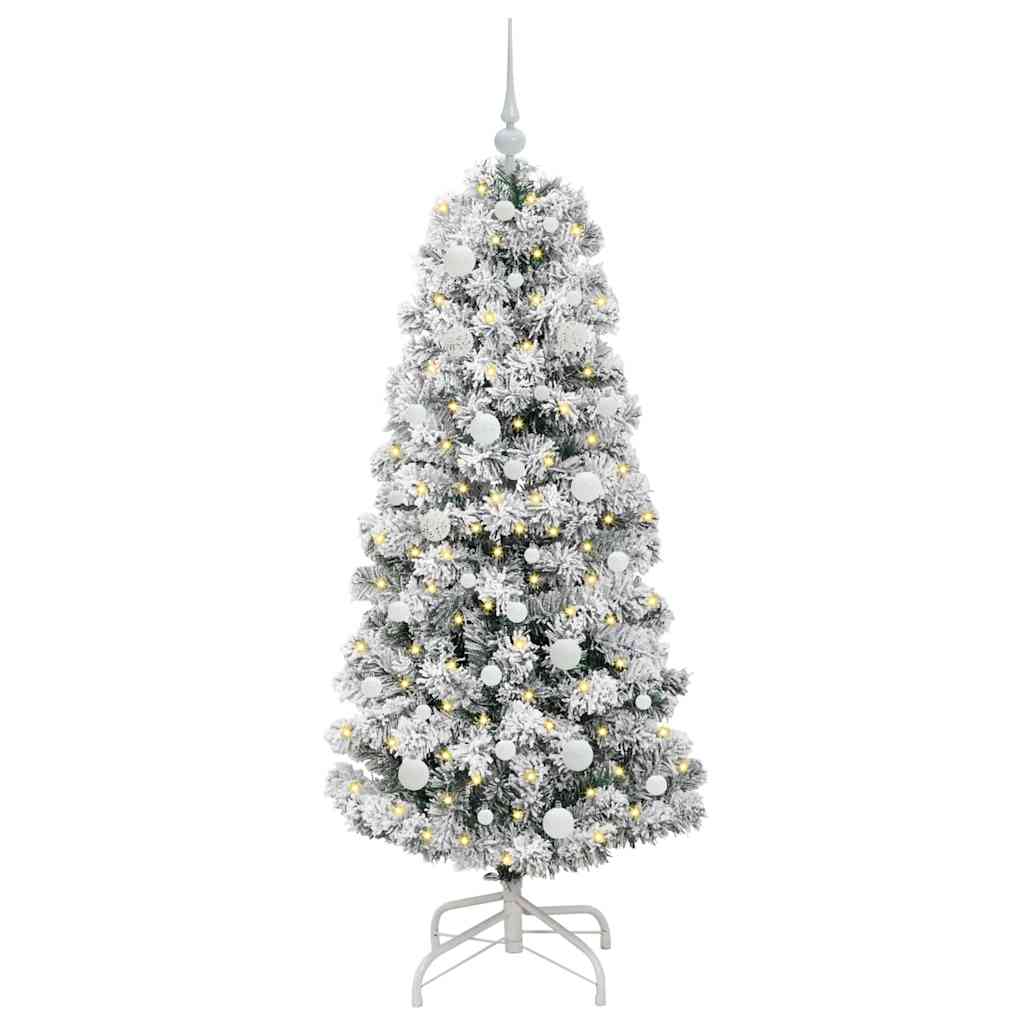 Plast Hingad Julgran 150 LED-lampor Grön och Vit 150 cm