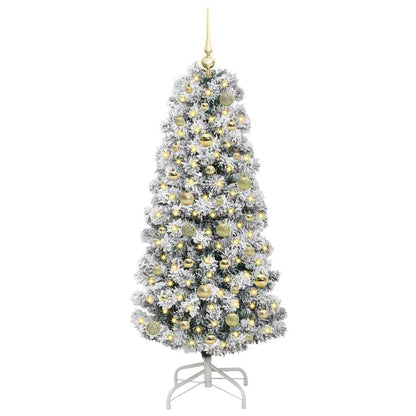 Plast Hingad Julgran 150 LED-lampor Grön och Vit 150 cm