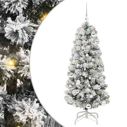 Plast Hingad Julgran 150 LED-lampor Grön och Vit 150 cm