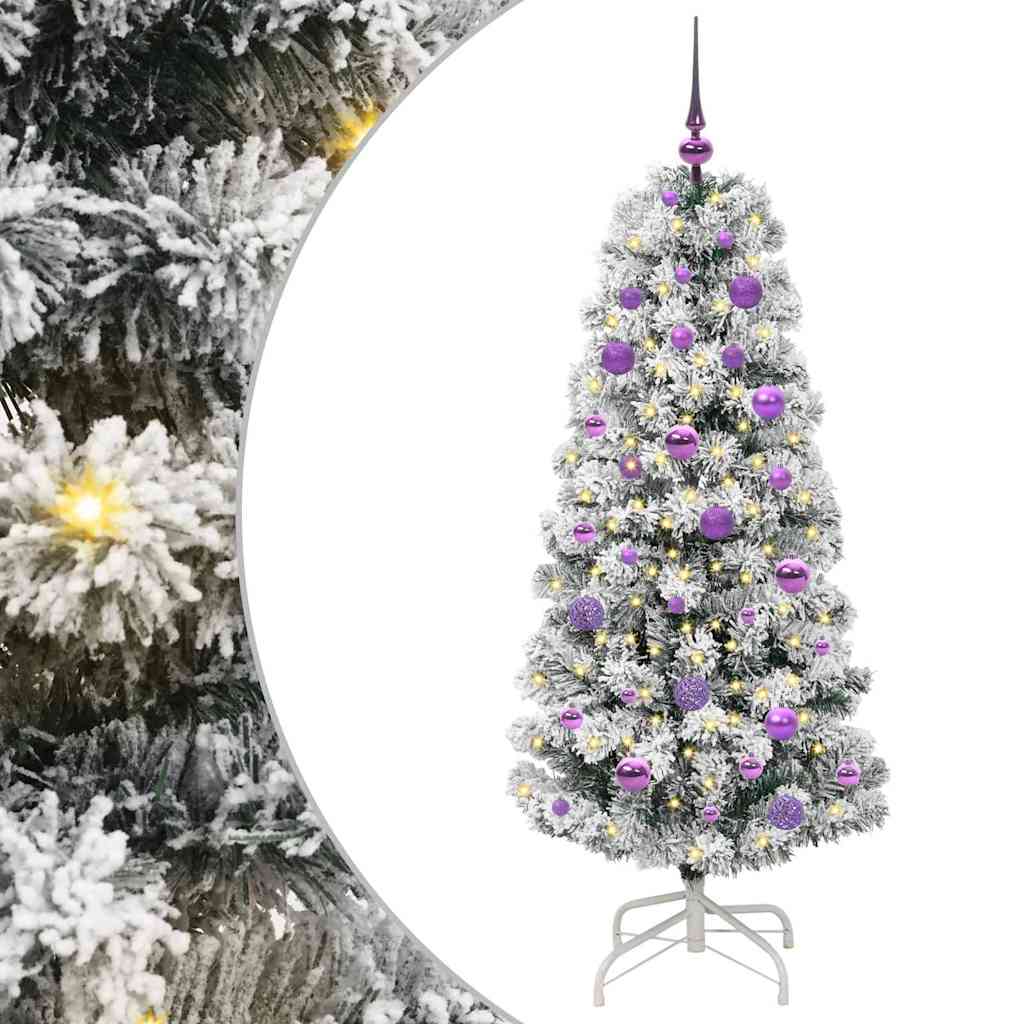 Plast Hingad Julgran 150 LED-lampor Grön och Vit 150 cm