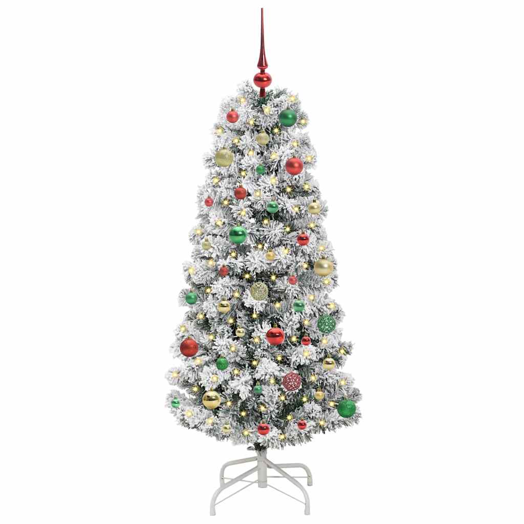 Plast Hingad Julgran 150 LED-lampor Grön och Vit 150 cm