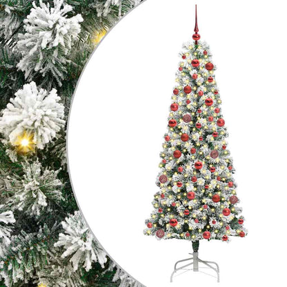 Plast Hingad Julgran 300 LED-lampor Grön och Vit 180 cm
