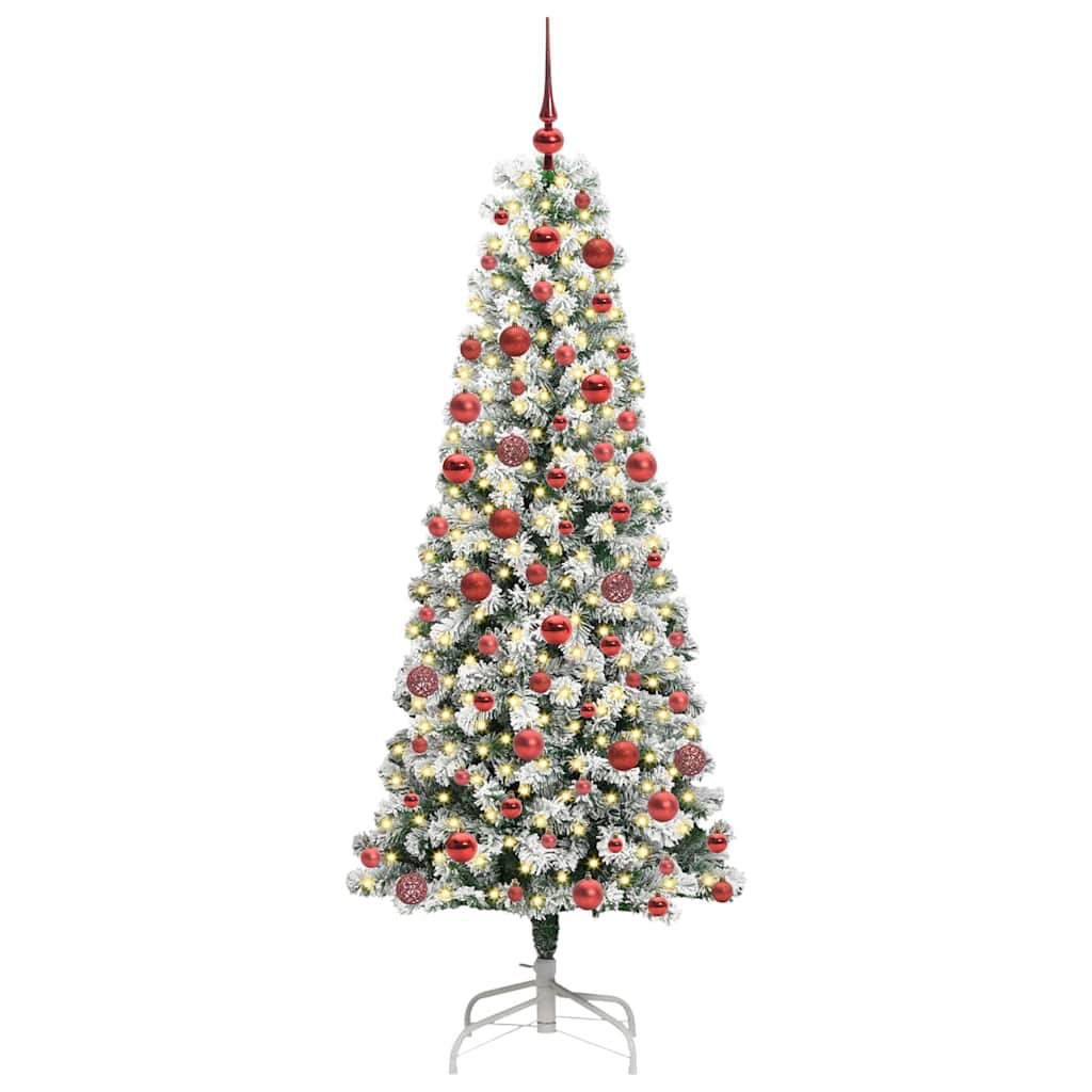 Plast Hingad Julgran 300 LED-lampor Grön och Vit 180 cm