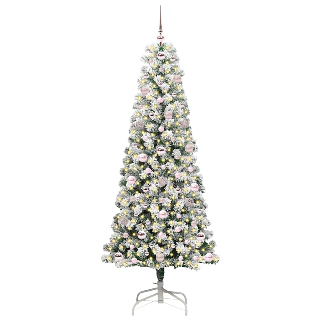 Plast Hingad Julgran 300 LED-lampor Grön och Vit 180 cm