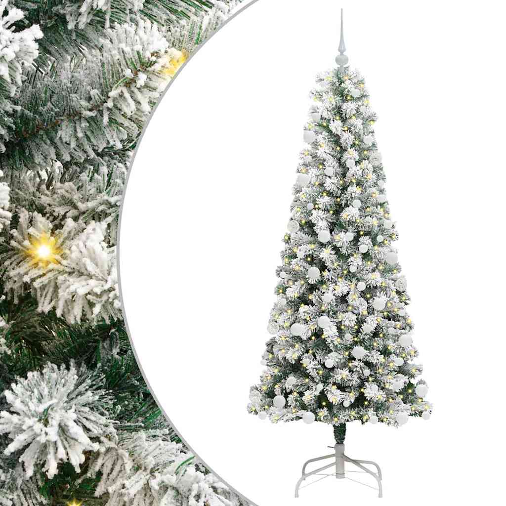 Plast Hingad Julgran 300 LED-lampor Grön och Vit 180 cm