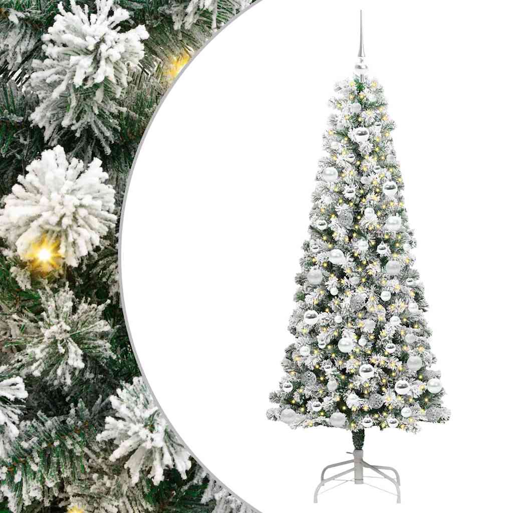 Plast Hingad Julgran 300 LED-lampor Grön och Vit 180 cm