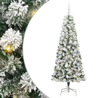 Plast Hingad Julgran 300 LED-lampor Grön och Vit 180 cm