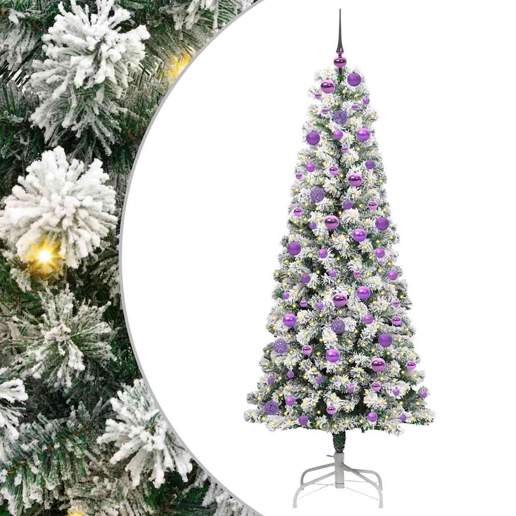 Plast Hingad Julgran 300 LED-lampor Grön och Vit 180 cm