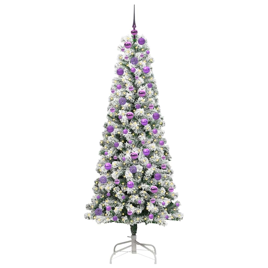 Plast Hingad Julgran 300 LED-lampor Grön och Vit 180 cm