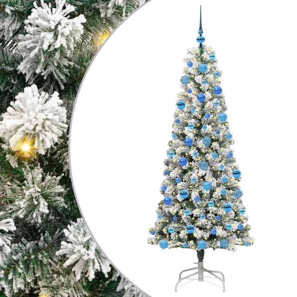 Plast Hingad Julgran 300 LED-lampor Grön och Vit 180 cm