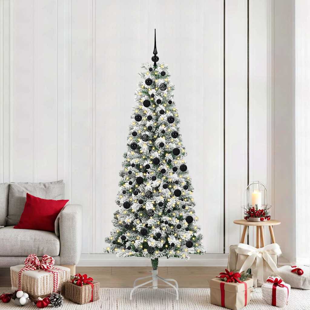 Plast Hingad Julgran 300 LED-lampor Grön och Vit 210 cm