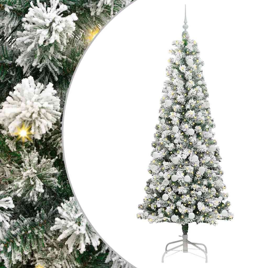 Plast Hingad Julgran 300 LED-lampor Grön och Vit 210 cm
