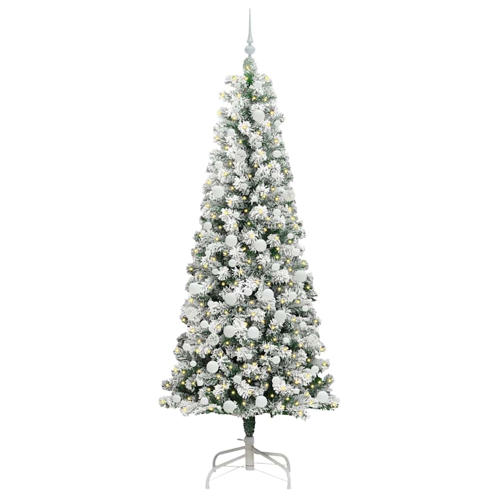 Plast Hingad Julgran 300 LED-lampor Grön och Vit 210 cm