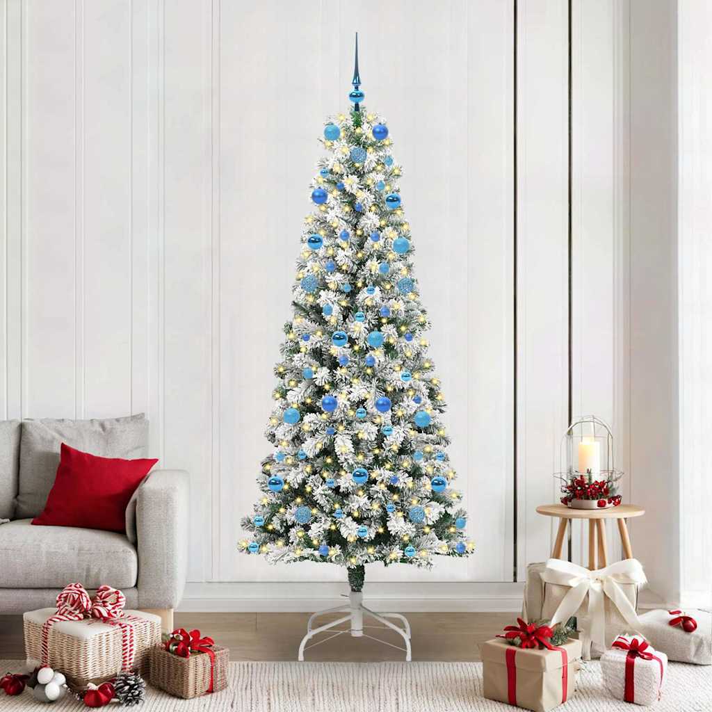 Plast Hingad Julgran 300 LED-lampor Grön och Vit 210 cm