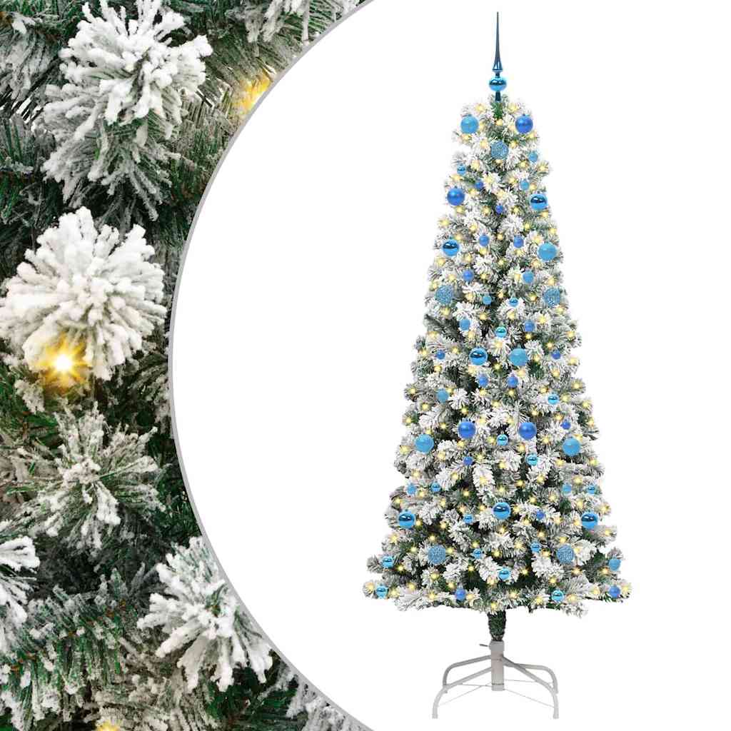 Plast Hingad Julgran 300 LED-lampor Grön och Vit 210 cm