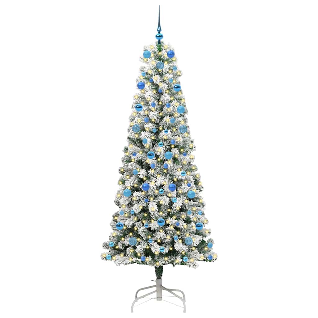 Plast Hingad Julgran 300 LED-lampor Grön och Vit 210 cm