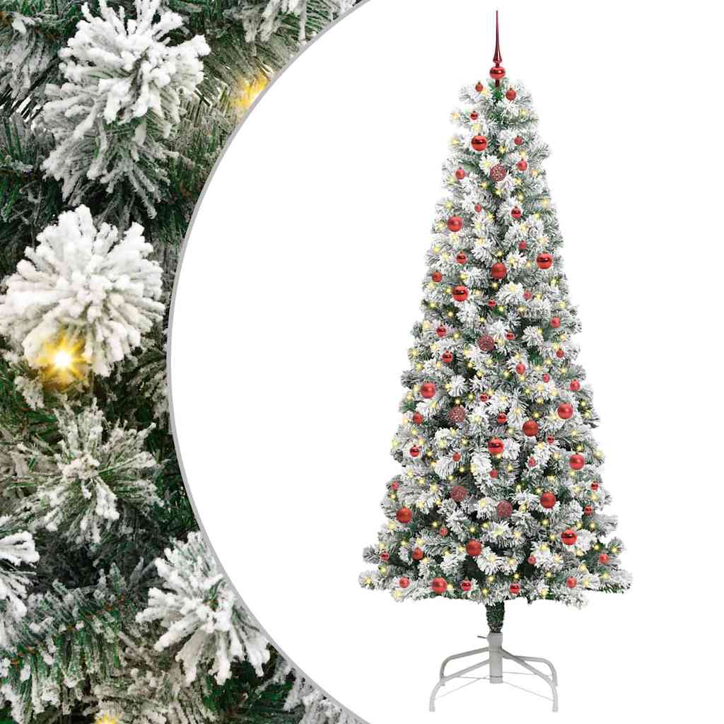 Plast Hingad Julgran 300 LED-lampor Grön och Vit 240 cm