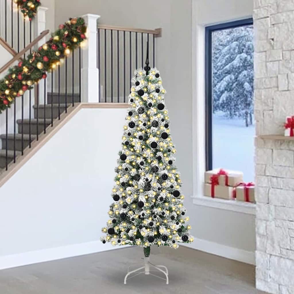 Plast Hingad Julgran 300 LED-lampor Grön och Vit 240 cm