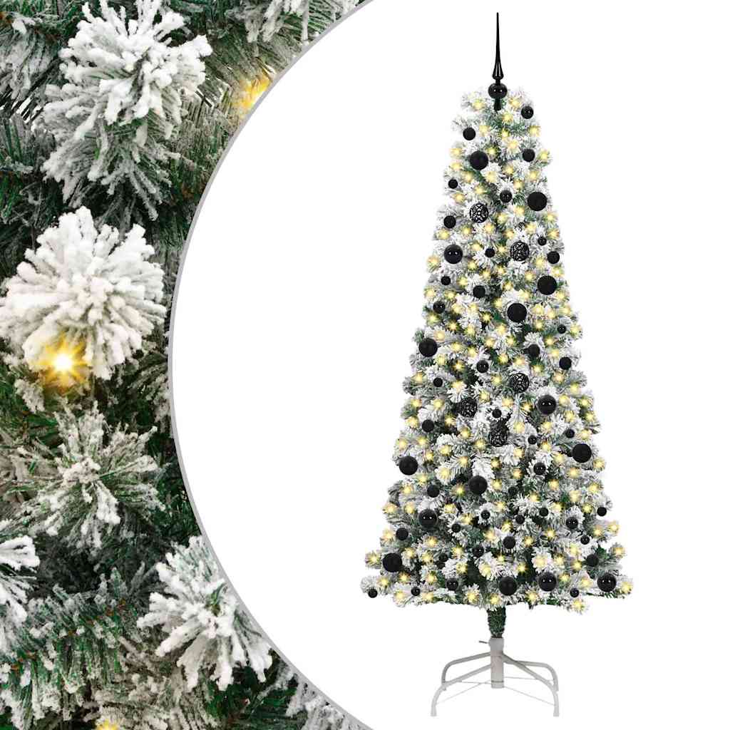Plast Hingad Julgran 300 LED-lampor Grön och Vit 240 cm
