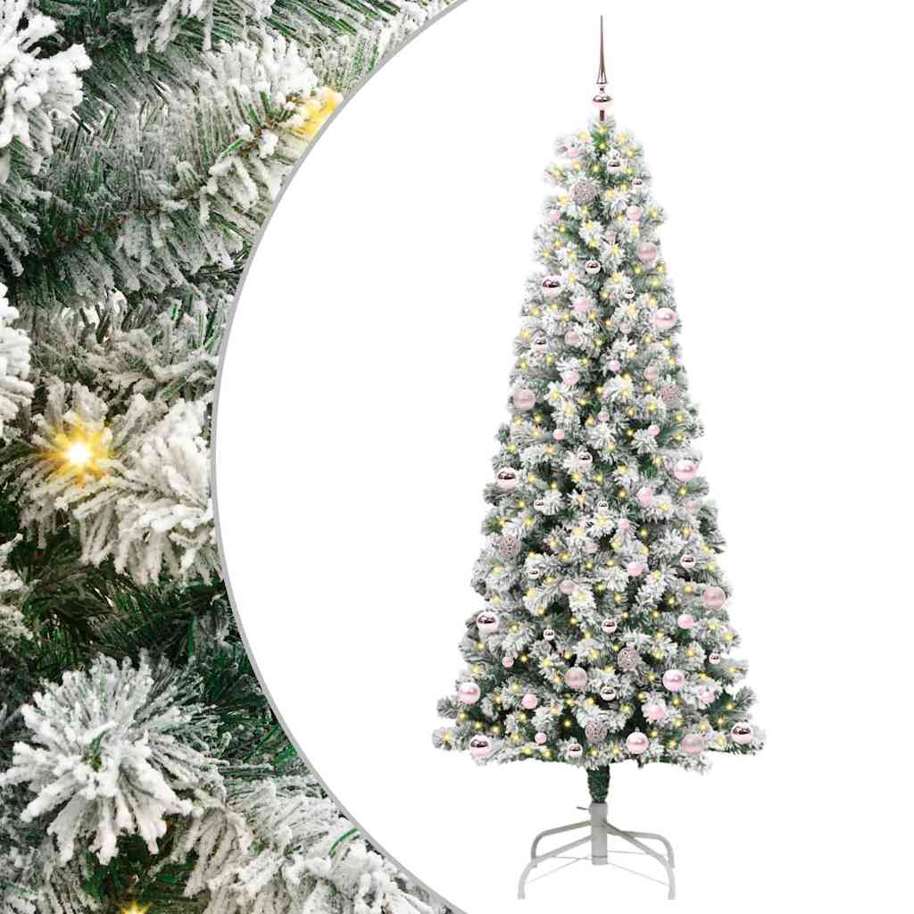 Plast Hingad Julgran 300 LED-lampor Grön och Vit 240 cm