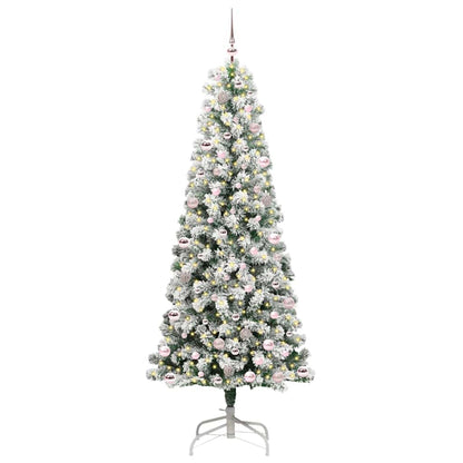 Plast Hingad Julgran 300 LED-lampor Grön och Vit 240 cm