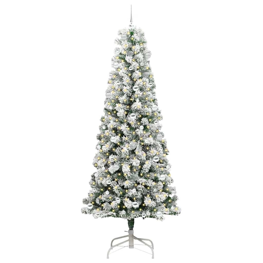 Plast Hingad Julgran 300 LED-lampor Grön och Vit 240 cm