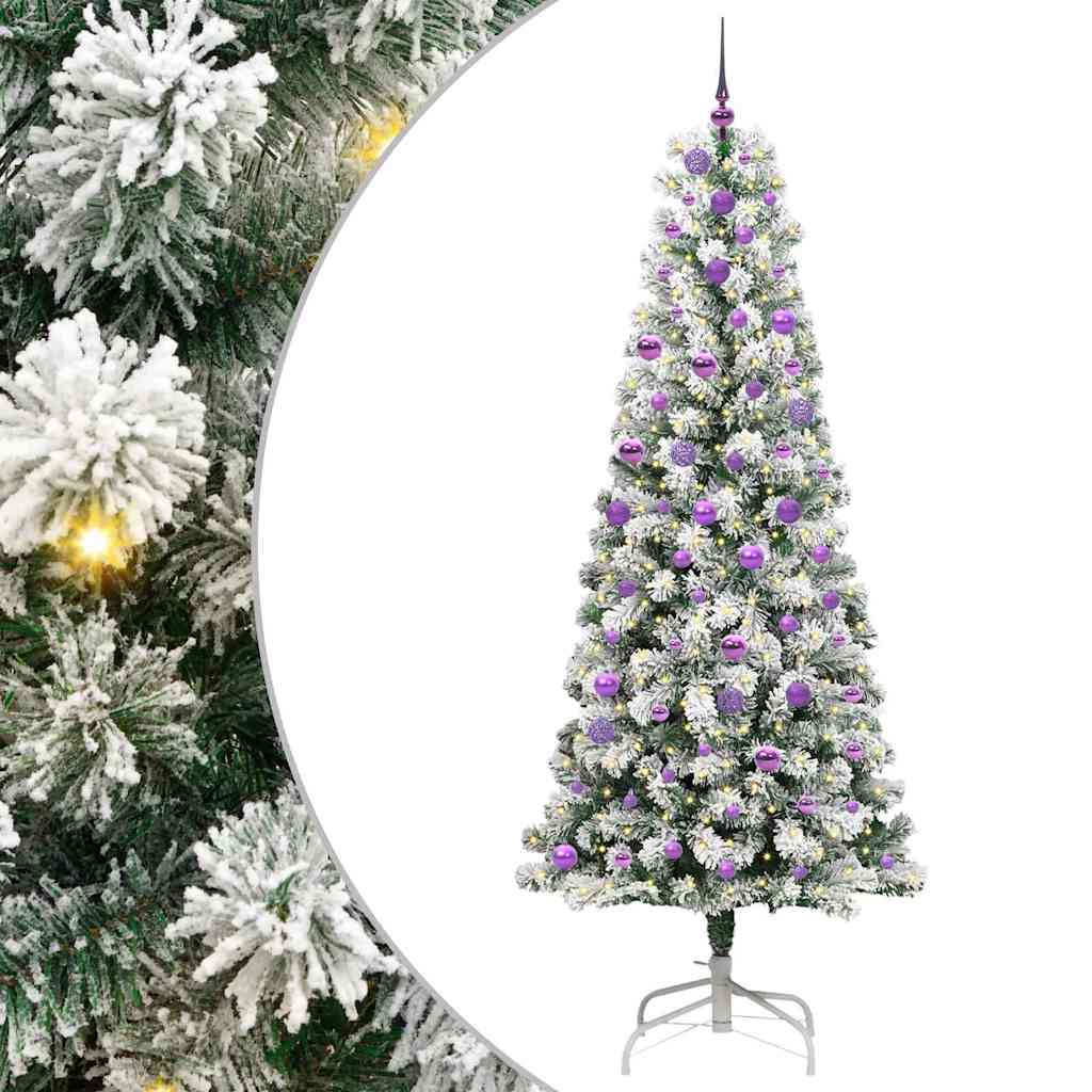 Plast Hingad Julgran 300 LED-lampor Grön och Vit 240 cm
