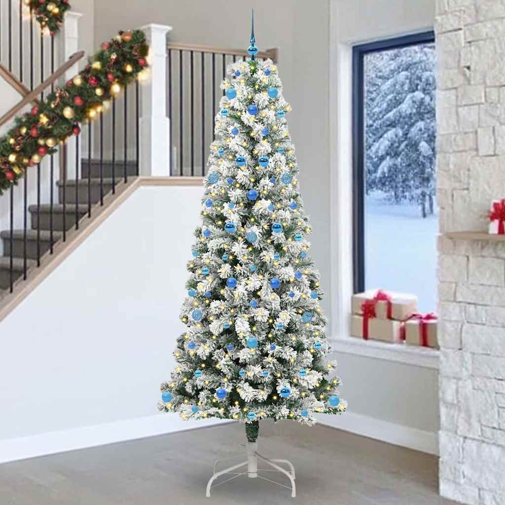 Plast Hingad Julgran 300 LED-lampor Grön och Vit 240 cm