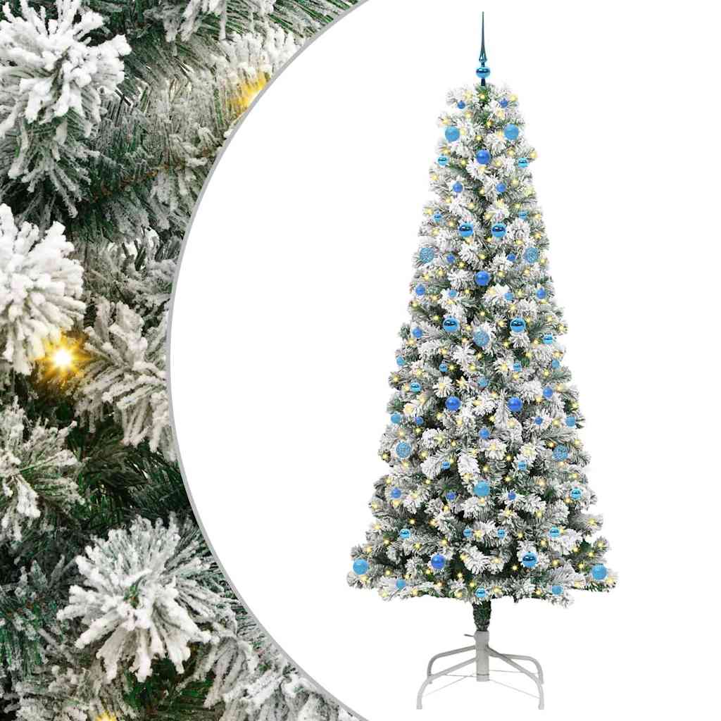 Plast Hingad Julgran 300 LED-lampor Grön och Vit 240 cm
