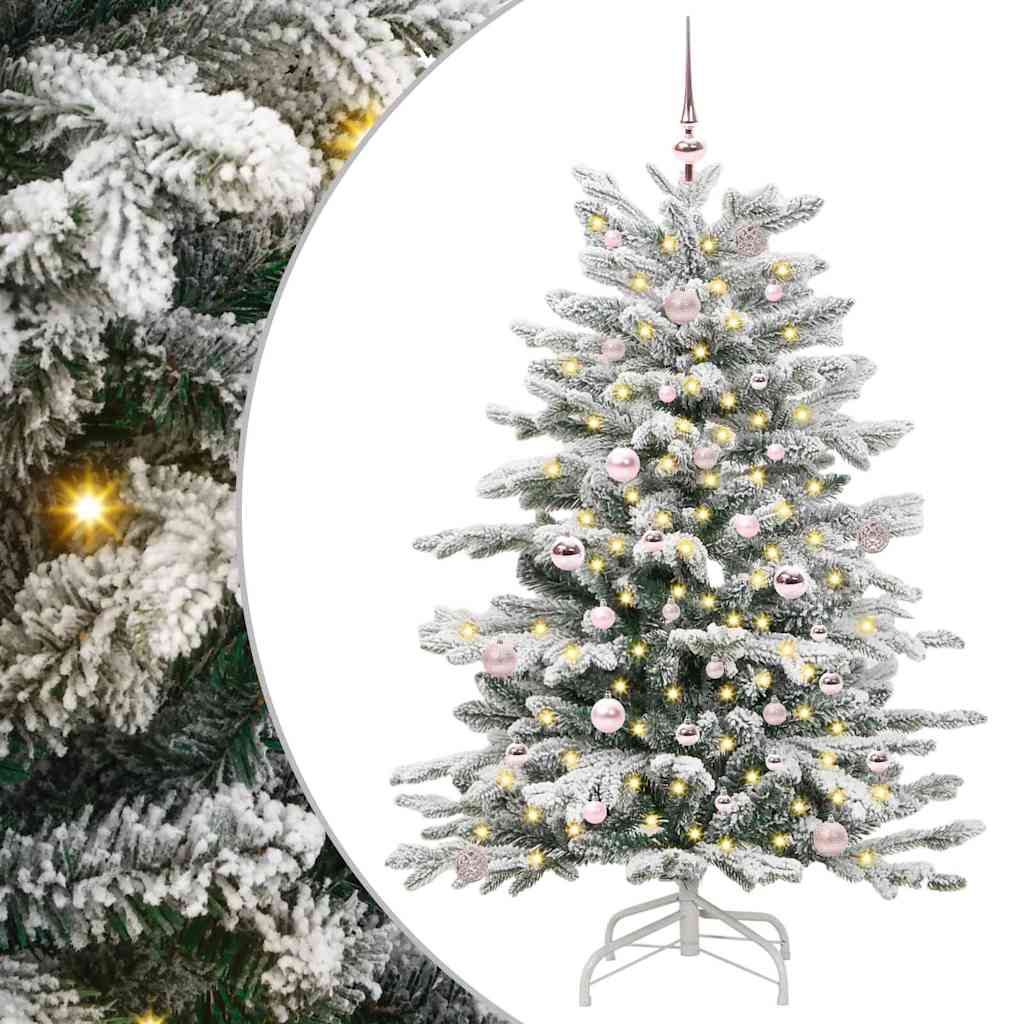 Plast Hingad Julgran med LED -remsljus Vit 150 cm PE och PVC