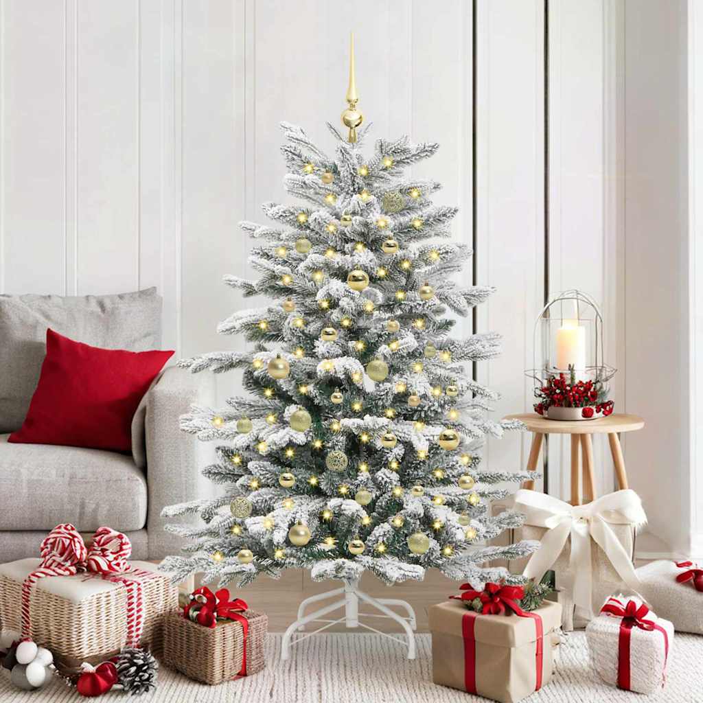Plast Hingad Julgran med LED -remsljus Vit 150 cm PE och PVC