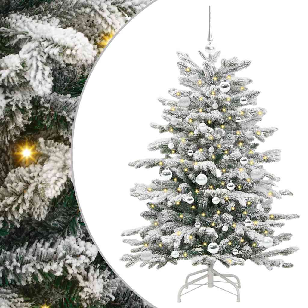 Plast Hingad Julgran med LED -remsljus Vit 150 cm PE och PVC
