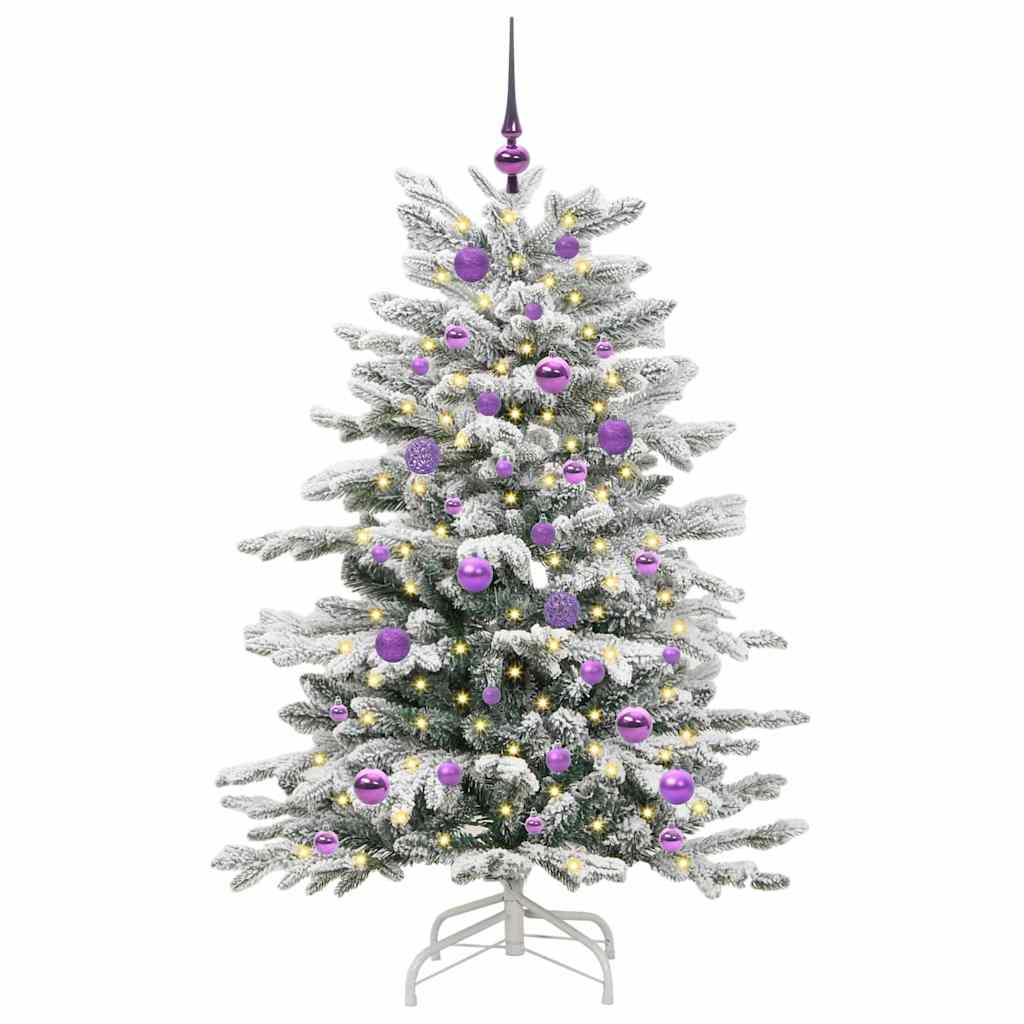 Plast Hingad Julgran med LED -remsljus Vit 150 cm PE och PVC