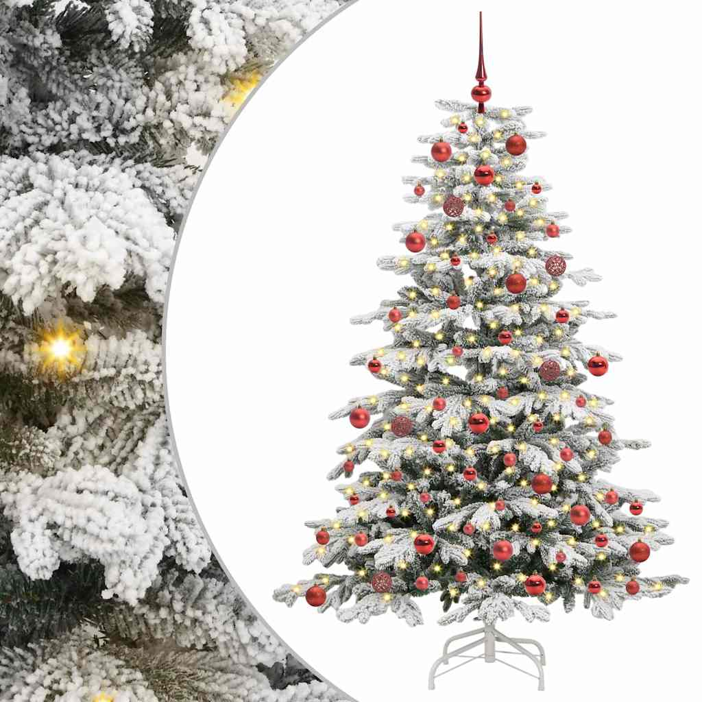 Plast Hingad Julgran med LED -remsljus Vit 180 cm PE och PVC