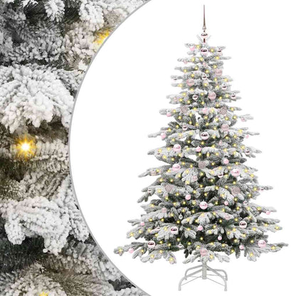 Plast Hingad Julgran med LED -remsljus Vit 180 cm PE och PVC