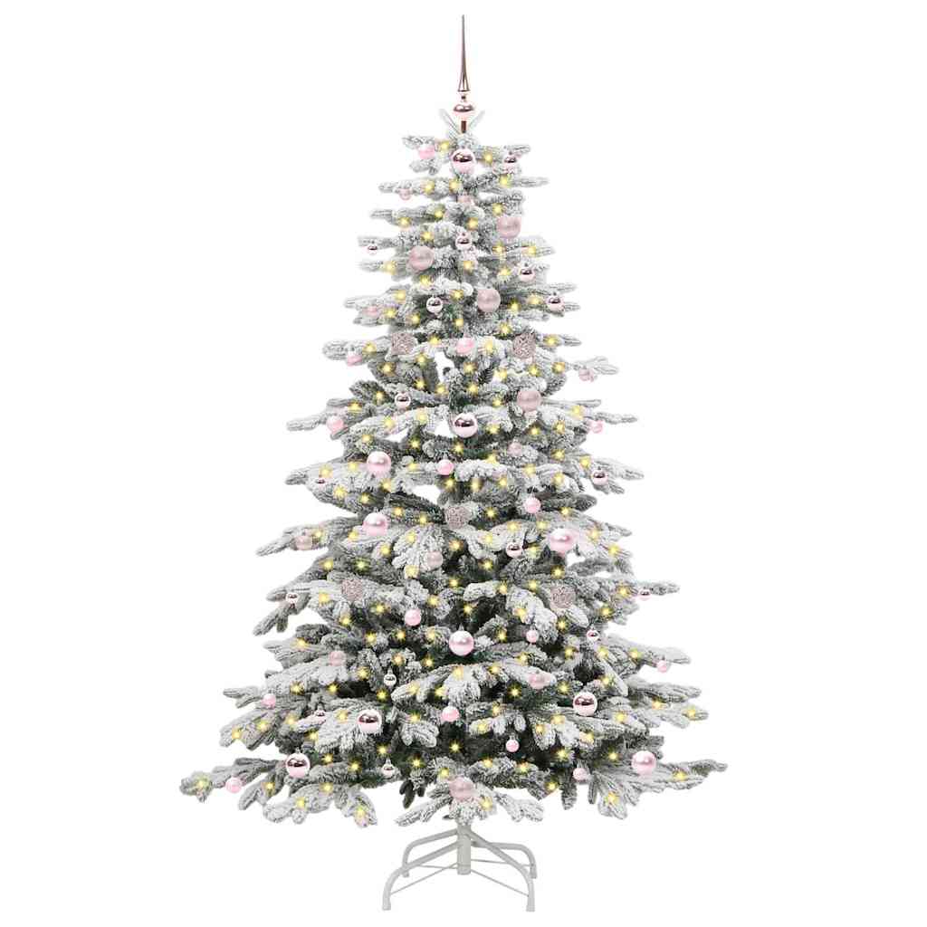 Plast Hingad Julgran med LED -remsljus Vit 180 cm PE och PVC