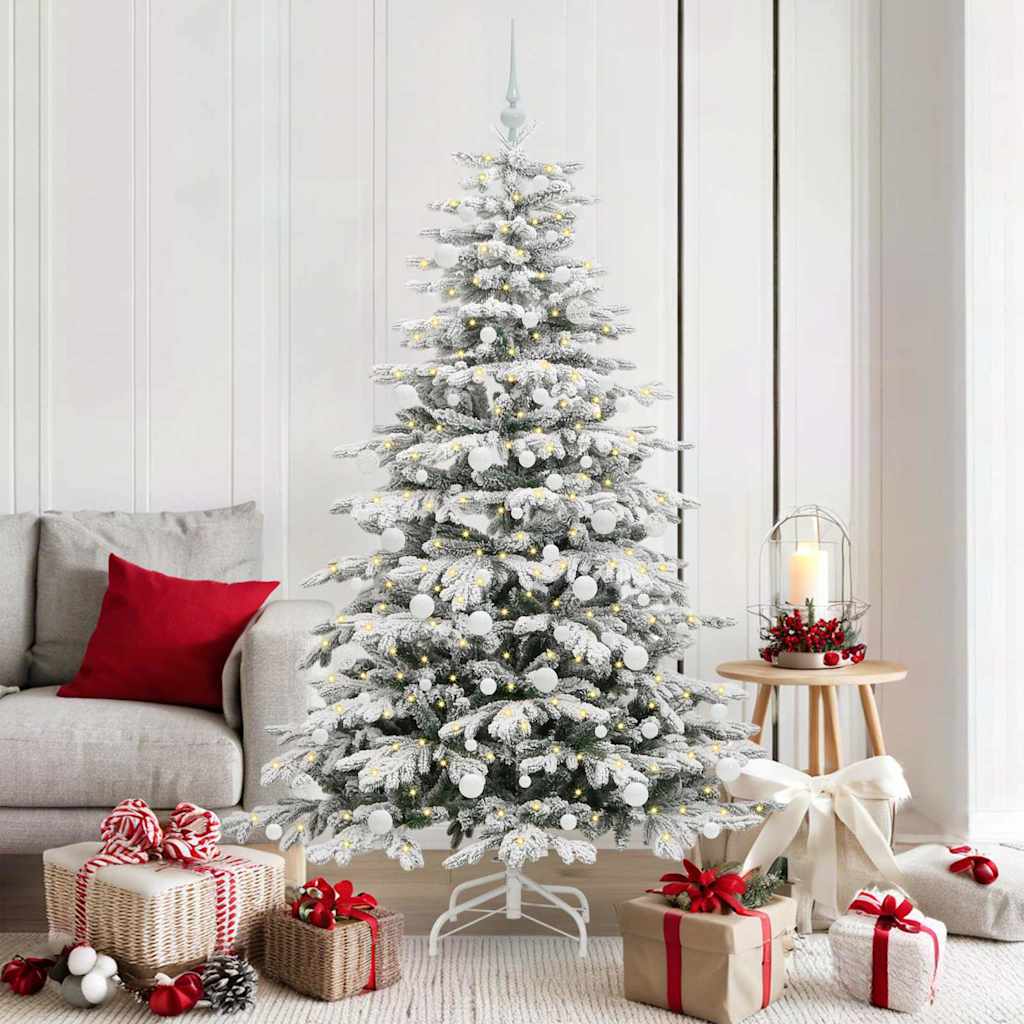 Plast Hingad Julgran med LED -remsljus Vit 180 cm PE och PVC
