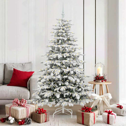 Plast Hingad Julgran med LED -remsljus Vit 180 cm PE och PVC
