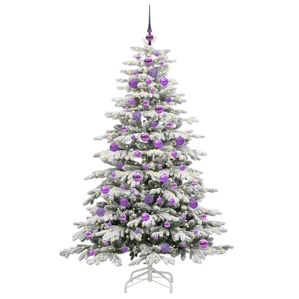 Plast Hingad Julgran med LED -remsljus Vit 180 cm PE och PVC