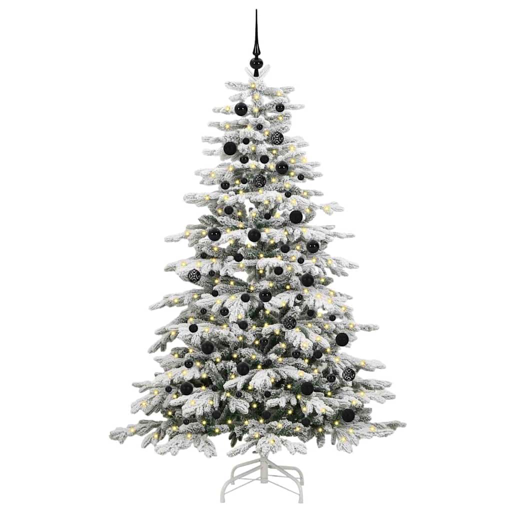 Plast Hingad Julgran med LED -remsljus Vit 210 cm PE och PVC