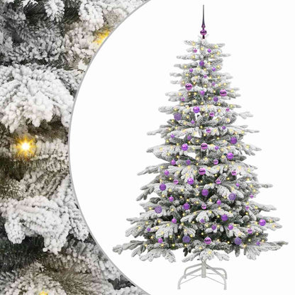 Plast Hingad Julgran med LED -remsljus Vit 210 cm PE och PVC