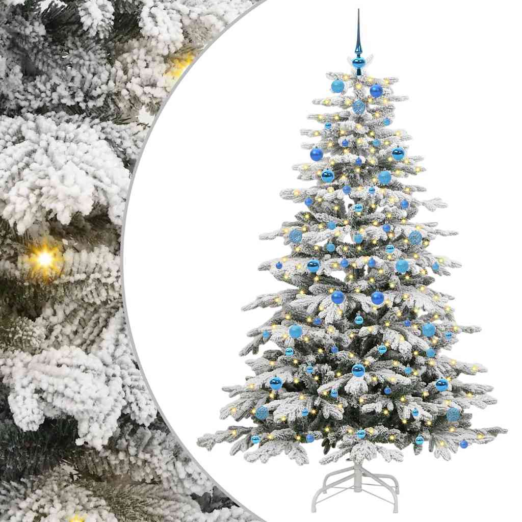 Plast Hingad Julgran med LED -remsljus Vit 210 cm PE och PVC