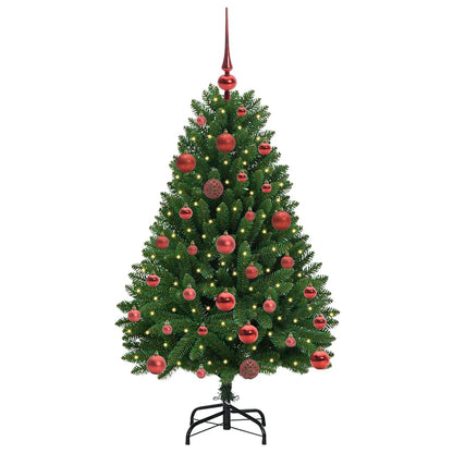 Konstgjord julgran 120 cm 150 LED-lampor Varmvit PVC och stål