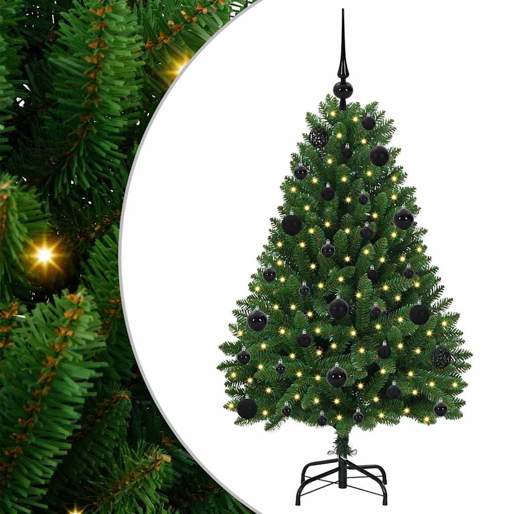 Konstgjord julgran 120 cm 150 LED-lampor Varmvit PVC och stål